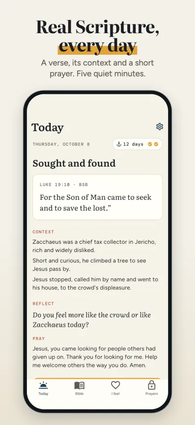 Today: a verse, context, a question and a prayer
