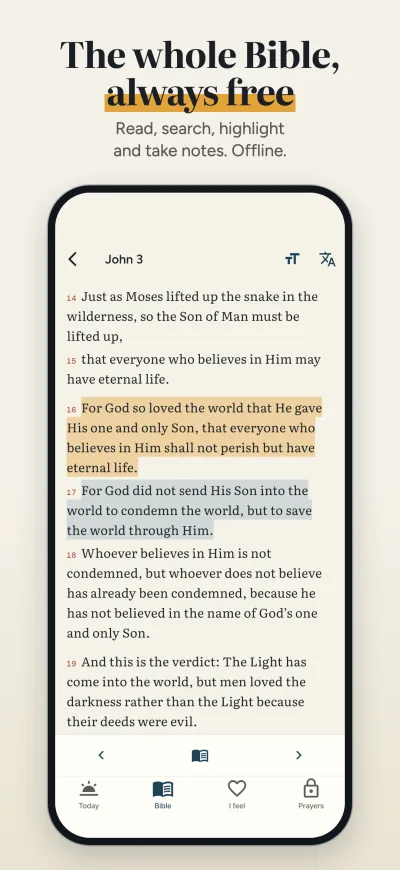 The whole Bible, free and offline